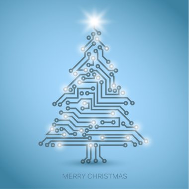 Vector christmas tree from digital electronic circuit clipart