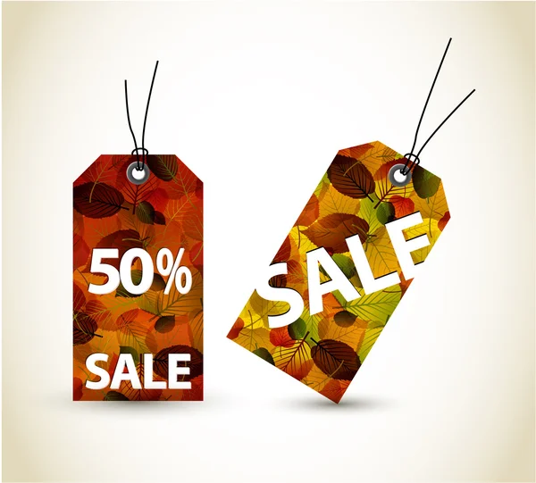 Set of vector autumn sale tags — Stock Vector
