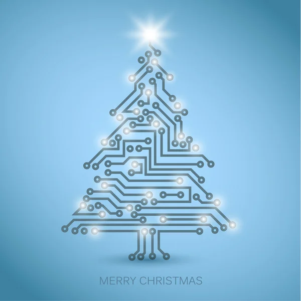 Vector christmas tree from digital electronic circuit — Stock Vector