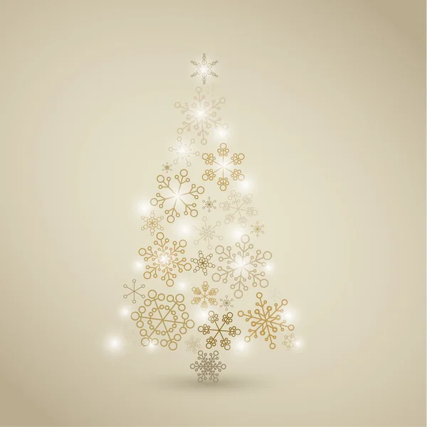Karácsonyfa készült arany hópelyhek — Stock Vector