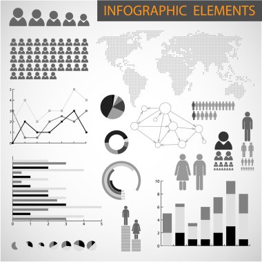 Vector Black and white set of Infographic elements clipart