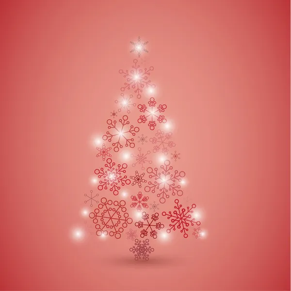 Vánoční strom z červené sněhové vločky — Stockový vektor