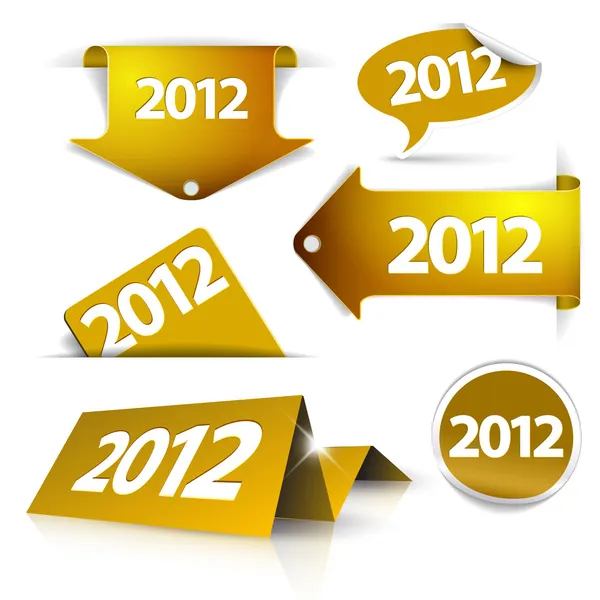 Vettore dorato 2012 Etichette, adesivi, puntatori, tag — Vettoriale Stock