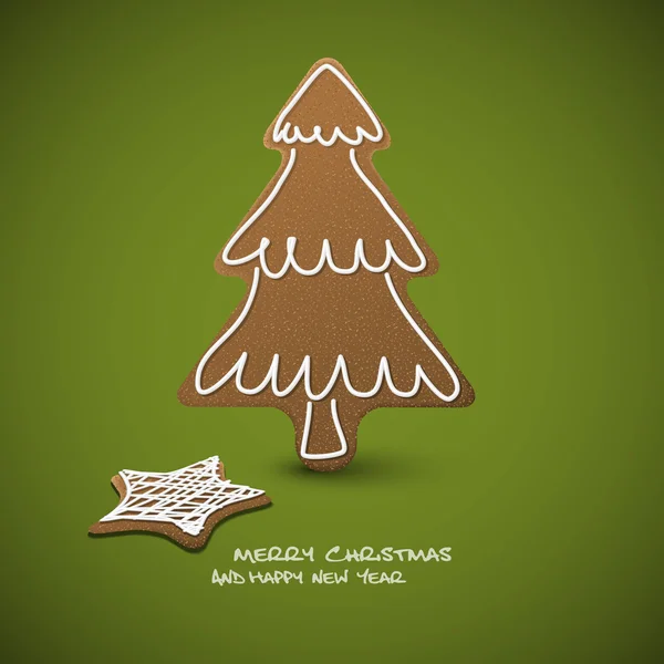 Vektor karácsonyi kártya - gingerbreads fehér jegesedés — Stock Vector