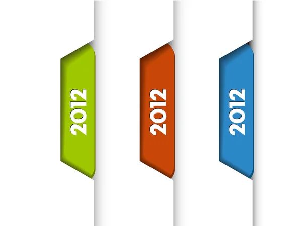Vetor 2012 Etiquetas ou guias — Vetor de Stock
