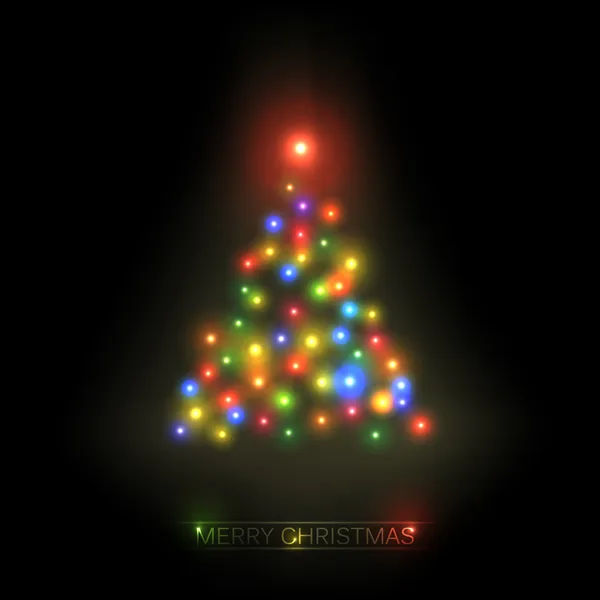 Vetor árvore de Natal de luzes coloridas — Vetor de Stock