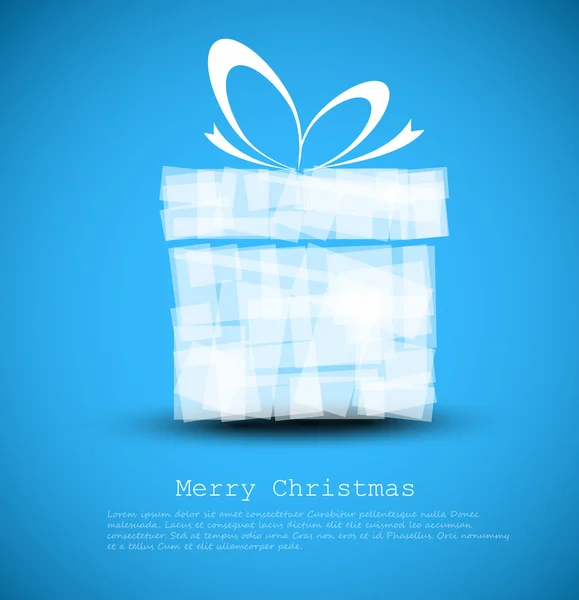 Enkel blå julkort med en gåva — Stock vektor