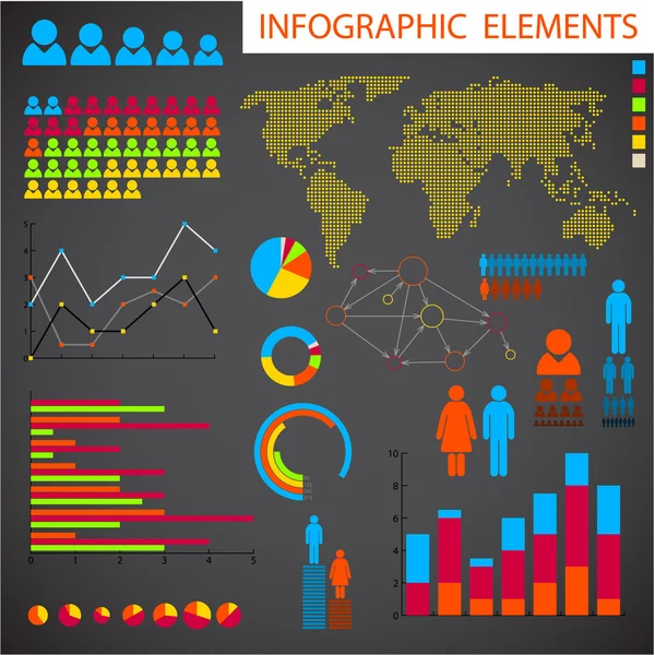 Infografik elementlerin vektör kümesi — Stok Vektör