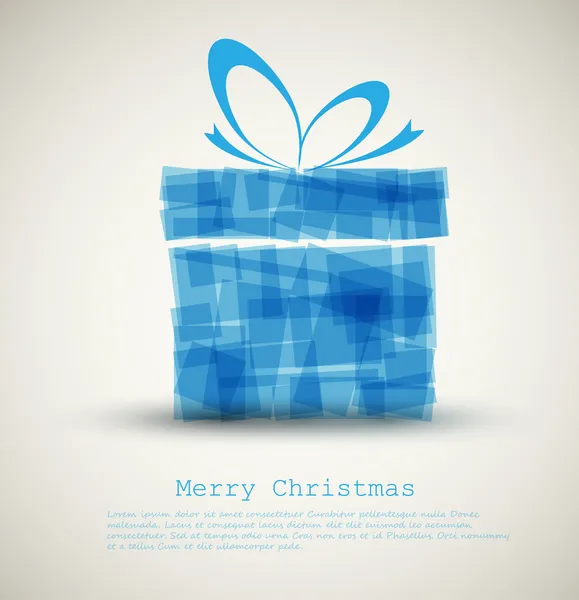 Simple Christmas card with a blue gift — Stock Vector