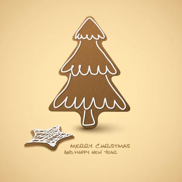 Vektör Noel kartı - beyaz buzlanma ile gingerbreads — Stok Vektör