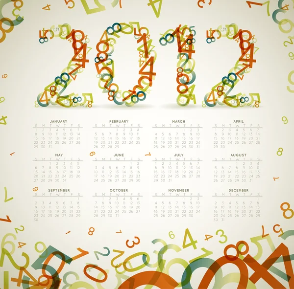 Vettoriale Vintage calendario retrò 2012 — Vettoriale Stock