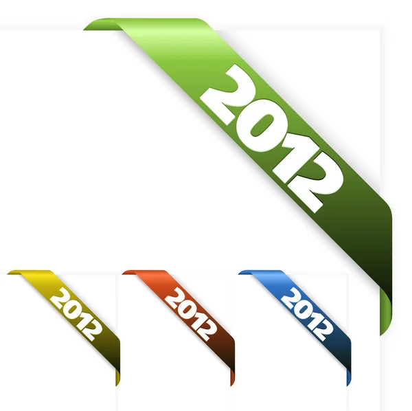 Nastro d'angolo fresco su carta bianca con il 2012 — Vettoriale Stock