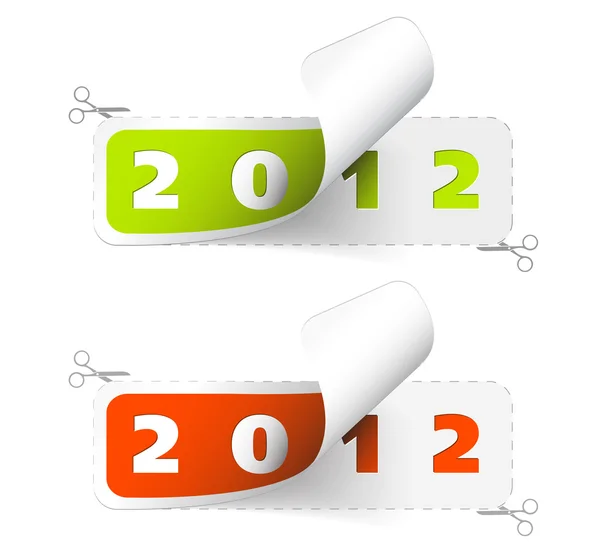 2011 0r 2012 yeni yıl Etiketler vektör — Stok Vektör