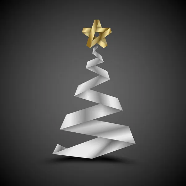 Eenvoudige vector kerstboom gemaakt van metalic stripe - oorspronkelijke Nieuwjaar c — Stockvector