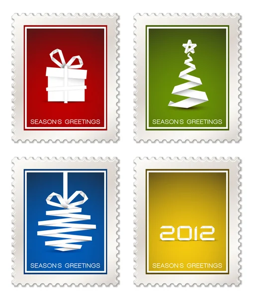 Collection of modern vector postage stamps — Stock Vector