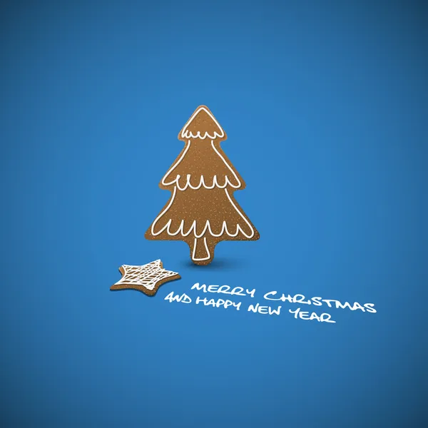ベクトルのクリスマス カード - 白いアイシングと生姜のパン — ストックベクタ