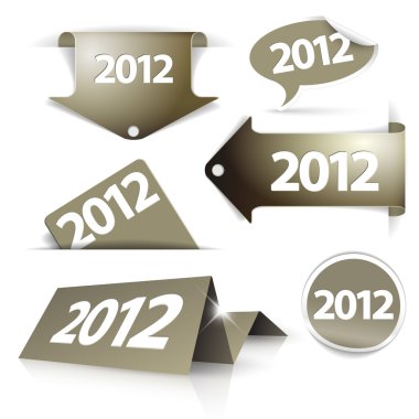 Vector golden 2012 Labels, stickers, pointers clipart