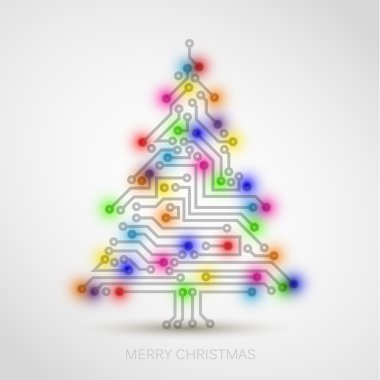 Vector christmas tree from digital electronic circuit clipart