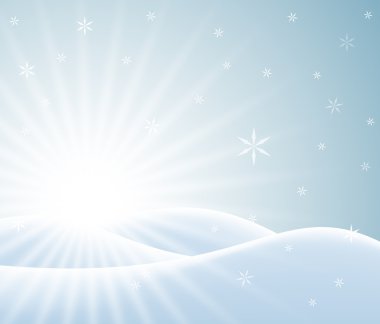 Winter card with snowy landscape clipart