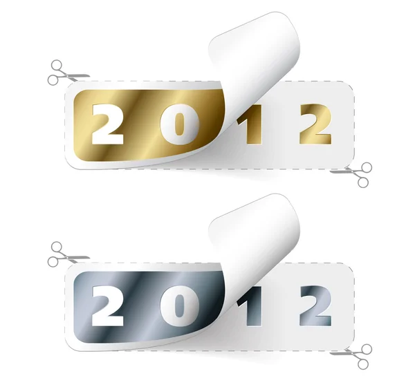 矢量 2011年或 2012 年新的一年贴纸 — 图库矢量图片