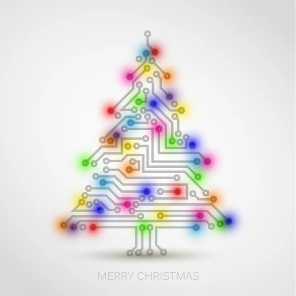 Vektor-Weihnachtsbaum aus digitaler elektronischer Schaltung — Stockvektor