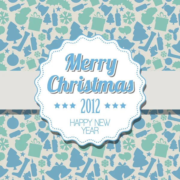 ベクトルのクリスマスの青いラベルにヴィンテージ — ストックベクタ
