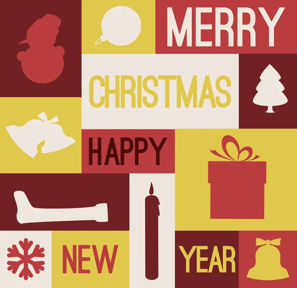 Вектор Ретро різдвяна листівка з різними сезонними формами — стоковий вектор