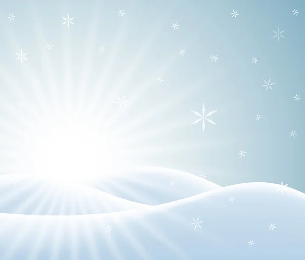 Cartão de inverno com paisagem nevada — Vetor de Stock
