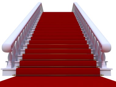 White staircase with red carpet clipart