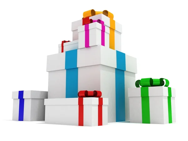 Navidad regalos cajas aisladas —  Fotos de Stock