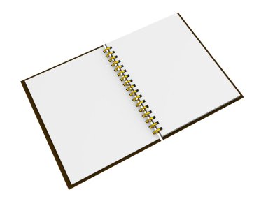 Open notebook isolated on white clipart