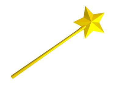 Golden magic wand. Isolated on white background clipart