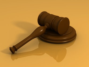 Judge gavel on orange background clipart