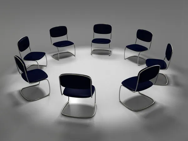 De stoelen van het Bureau in cirkel. — Stockfoto