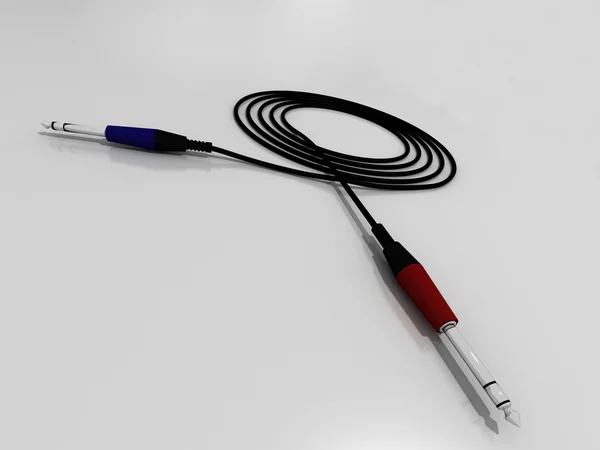 Cable con dos enchufes jack en la superficie blanca —  Fotos de Stock