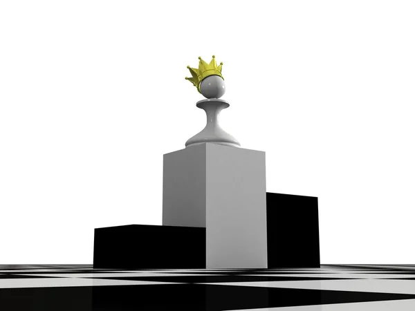 White pawn with crown — Stock Photo, Image