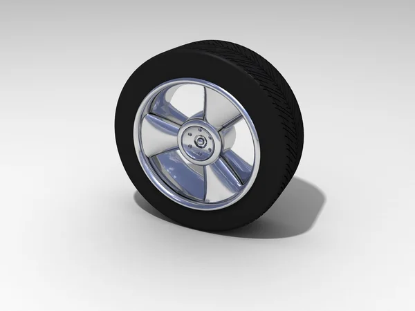 Car wheel on white background — Stock Photo, Image