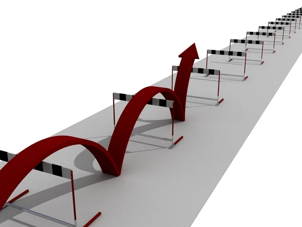 Barriers overcoming concept with red arrow — Stock Photo, Image