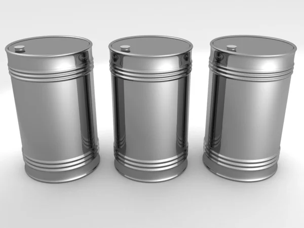 Drie metalen vaten — Stockfoto