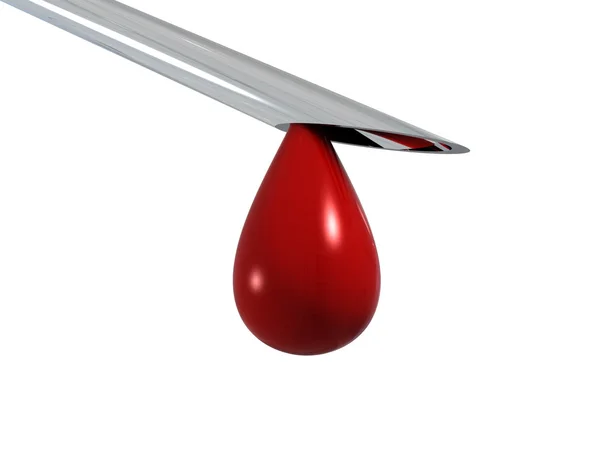 Gotas de sangue da agulha da seringa — Fotografia de Stock