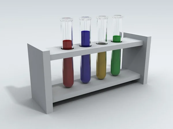 Tubos de ensayo de laboratorio con líquido coloreado — Foto de Stock