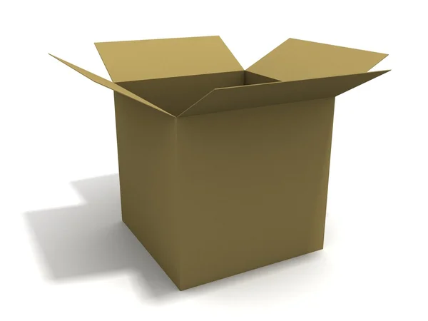 Open kartonnen doos op witte achtergrond — Stockfoto