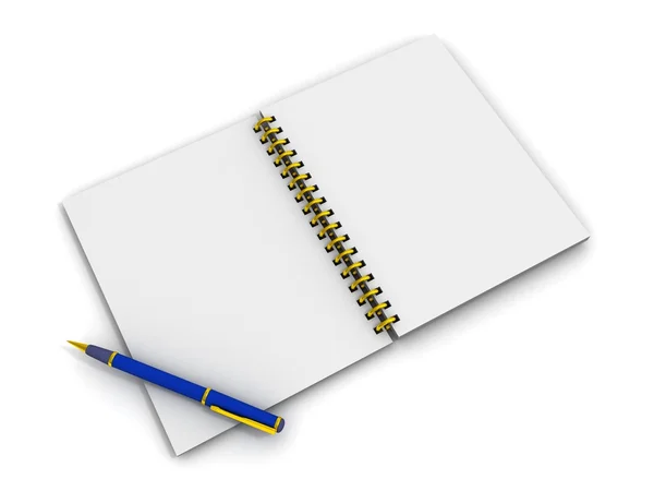Cuaderno y pluma azul —  Fotos de Stock
