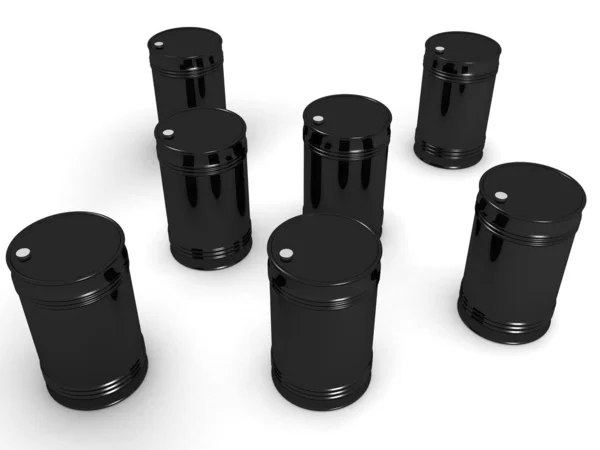 Ábra három 3D-s fekete hordó olaj — Stock Fotó