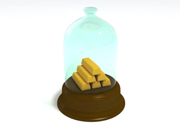 Złote pręty w szklany dzwon — Zdjęcie stockowe