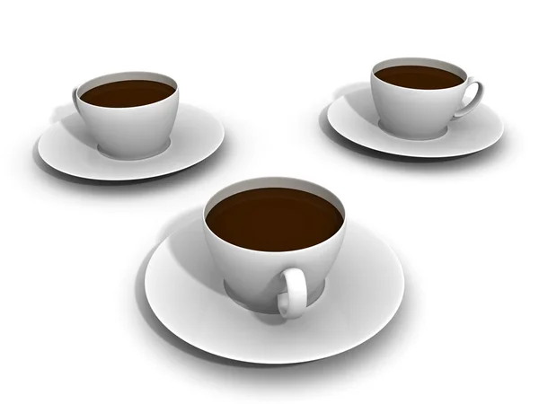 Cups of coffee on white background — Stock Photo, Image