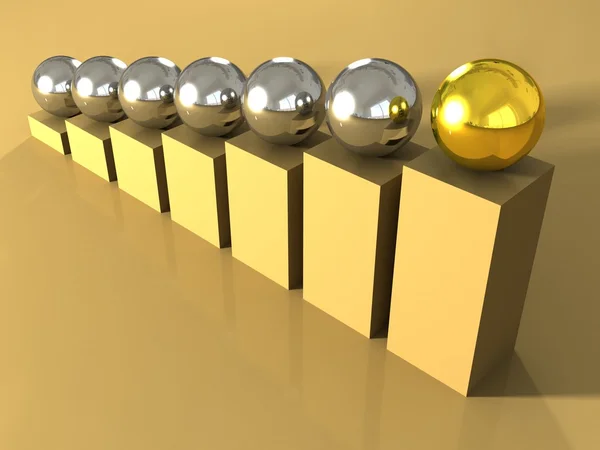 Esferas douradas e de aço — Fotografia de Stock