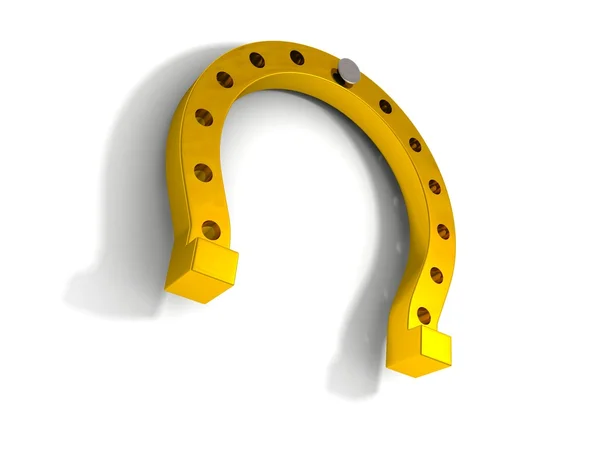 Gold horseshoe on a white background — Stock Photo, Image