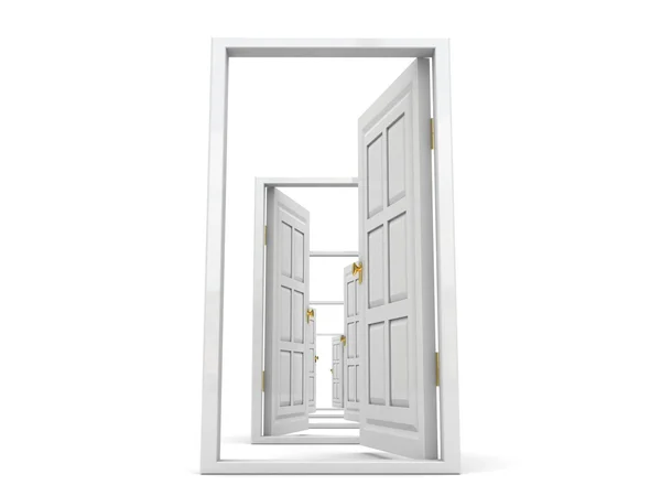 Białe drzwi na białym tle — Zdjęcie stockowe