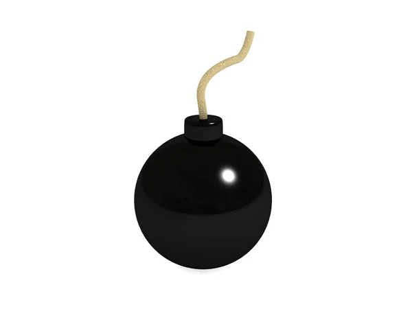 Bomba nera isolata su sfondo bianco — Foto Stock